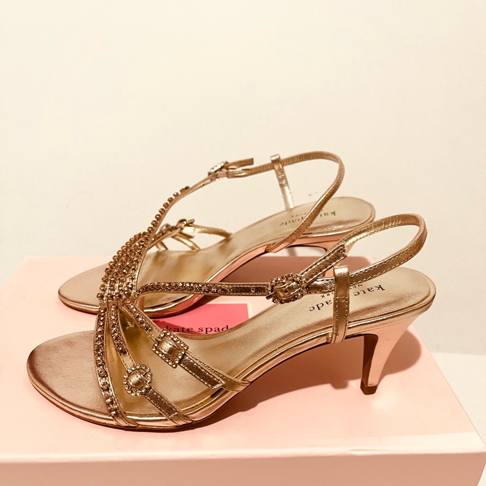 Kate Spade Metallic Gold Embellished Heels